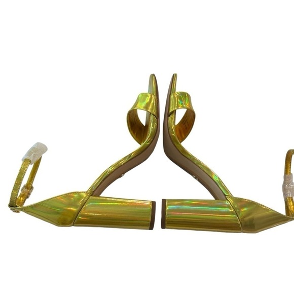 Sam Edelman Yaro Gold Metallic Block Heel Ankle Strap Sandals Size 9M - Picture 12 of 13